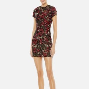 Mac Duggal Red and Black Floral Mini Dress